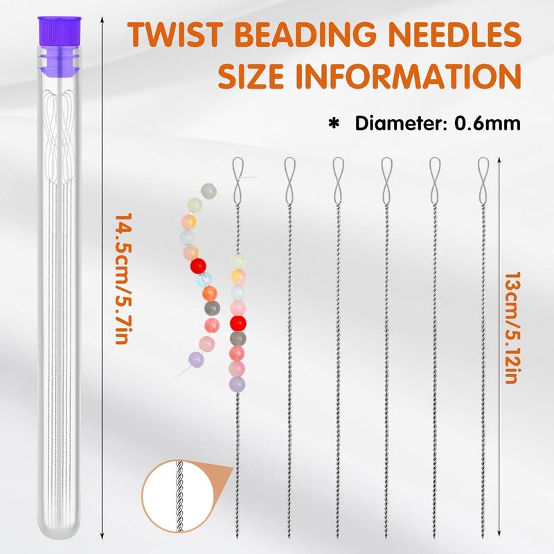 UOOU Beading Needles, 6 Pcs Twist Seed Bead Needles, Fine 0.024, Diameter 5.1 inches Length Twisted Wire Collapsible Eye Beading Needle for Jewelry Making - Image 2